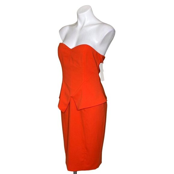 Jay Godfrey NWT $325 Flame Orange Cocktail Dress, Strapless Women's Size 10 - Picture 9 of 11